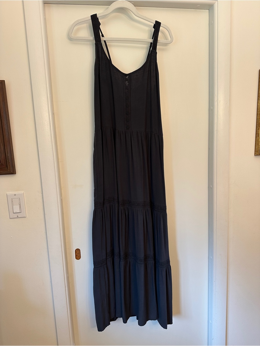Splendid Black Tiered Maxi Sundress with Adjustable Straps